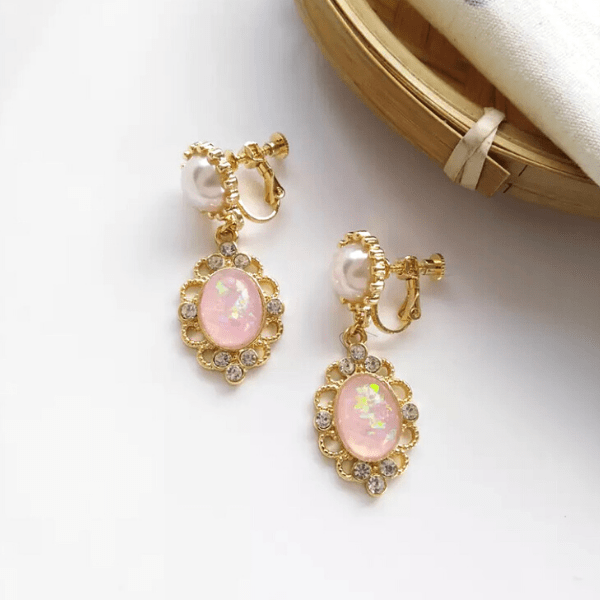 Baroque Pearl and Pink Water Drop Women Clip On Earrings - Ella Moore