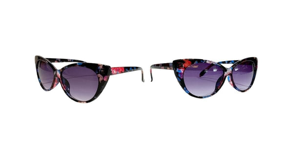 Black Floral Cat Eye Sunglasses For Women - Ella Moore
