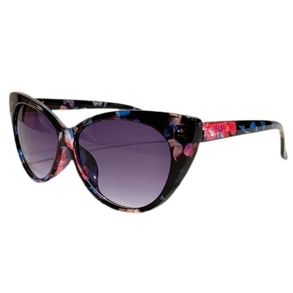 Black Floral Cat Eye Sunglasses For Women - Ella Moore