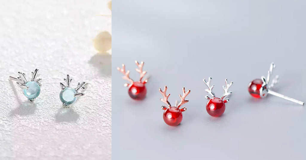 Reindeer earrings deals silver
