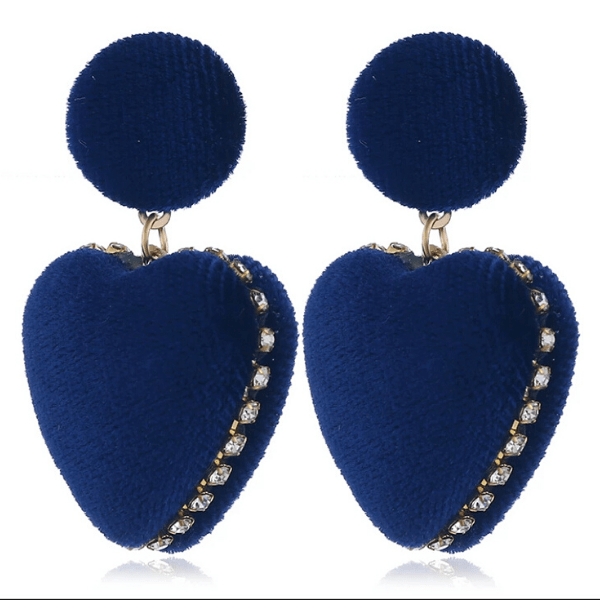 Rich Velvet Dangle Heart Earrings