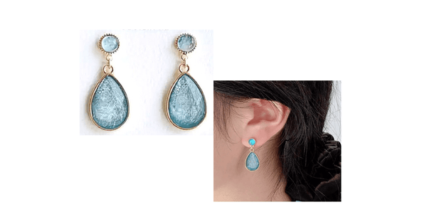 Crystal Blue Water Teardrop Gold Women Clip On Earrings - Ella Moore
