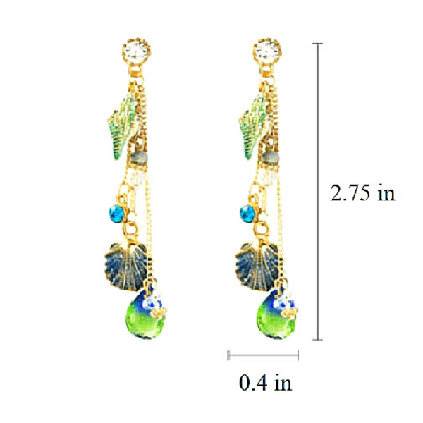 Bohemian Water Drop Summer Beach Crystal Tassel Drop Dangle Seashell Earrings - Ella Moore