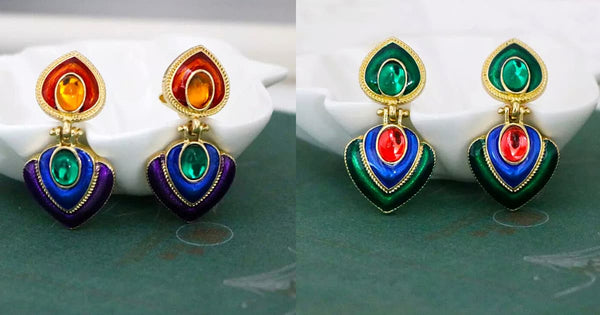Boho Colorful Dangle Women Clip On Earrings