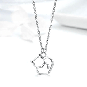 Simply Stylish Cat Sterling Sterling Silver Heart Necklace - Ella Moore