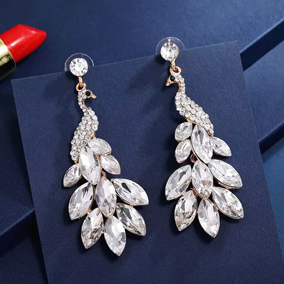 Luxurious Rhinestone Peacock Earrings