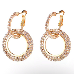 Clear Rhinestone Yellow Gold Hoop Earring - Ella Moore