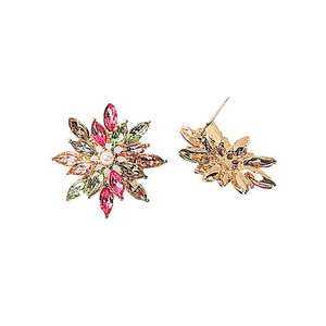 Colorful CZ Pearl Snowflake Star Flower gold earring studs - ella Moore
