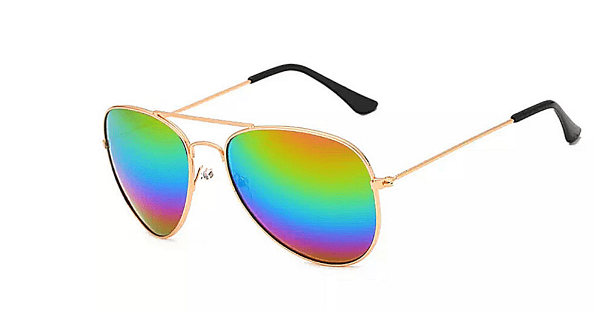 Colorful Mirrored Rainbow Women Aviator Sunglasses