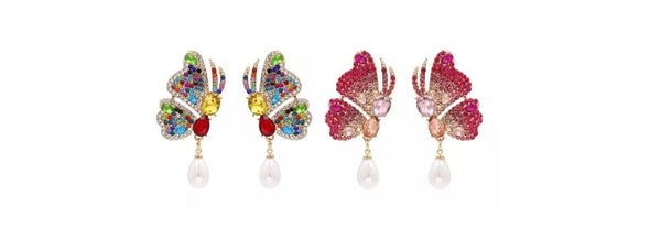 Colorful Pearl Butterfly Wing Earrings - Ella Moore