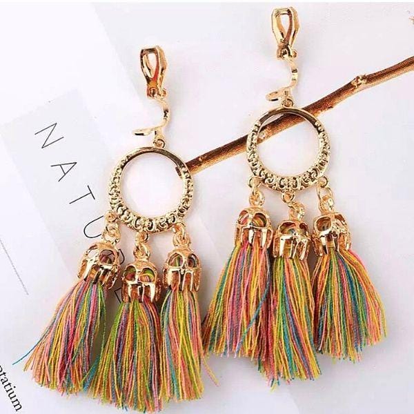 Confetti Boho-Style Clip On Tassel Earrings - Ella Moore