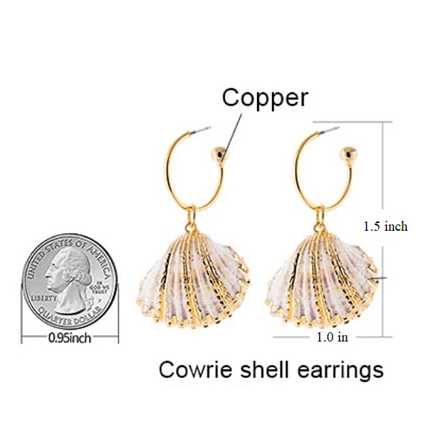 Cowrie Seashell Gold Hoop Earrings for Women