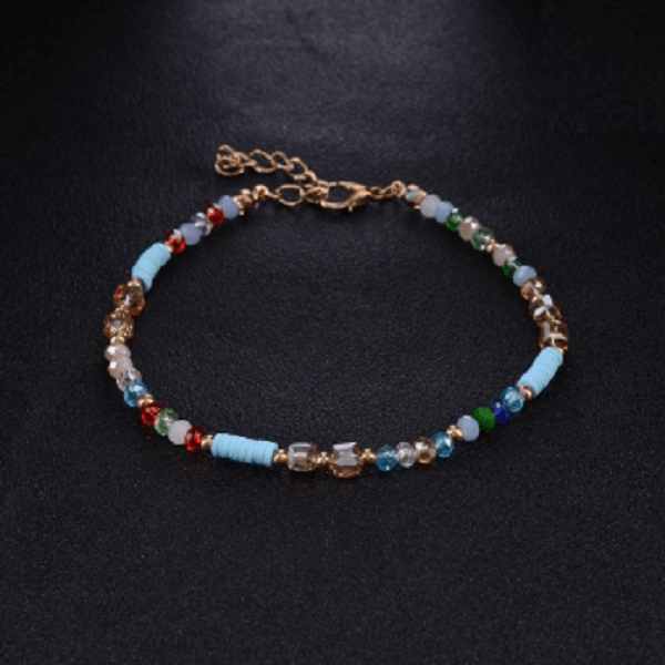 Light Blue Boho Beach Crystal Beaded Anklet - Ella Moore