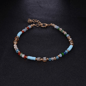 Light Blue Boho Beach Crystal Beaded Anklet - Ella Moore