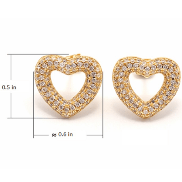 Cubic Zirconia CZ Gold Heart Earrings - Ella Moore