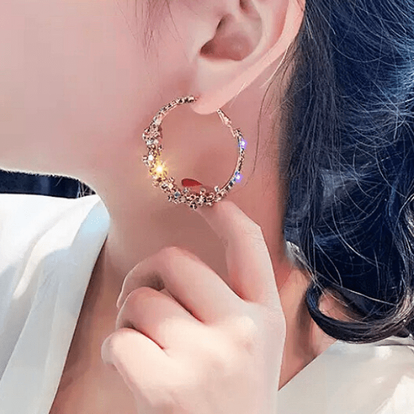 Glimmering CZ 14 kt Gold Hoop Earrings for Women - Ella Moore