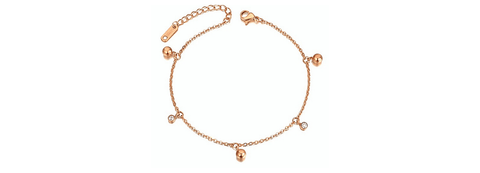 Shimmering CZ Ball Rose Gold Charm Ankle Bracelet - Ella Moore