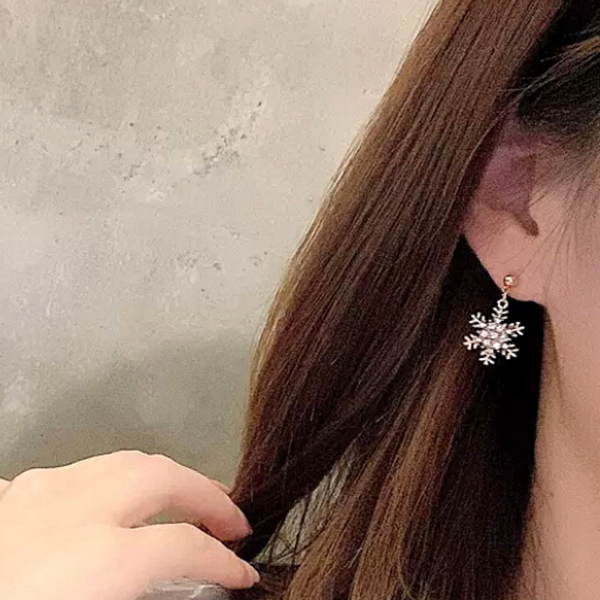 Sparkling CZ Gold Snowflake Star Dangle Clip On Earrings - Ella Moore