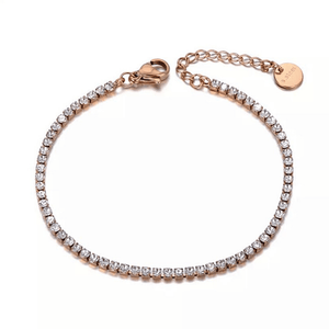 Sexy Shimmering CZ Tennis Rose Gold Ankle Bracelet - Ella Moore