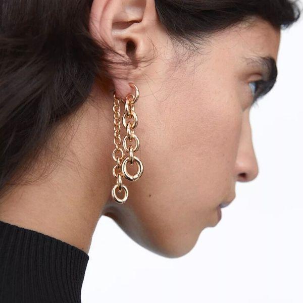 Dangling Women Gold Chain Earrings - Ella Moore