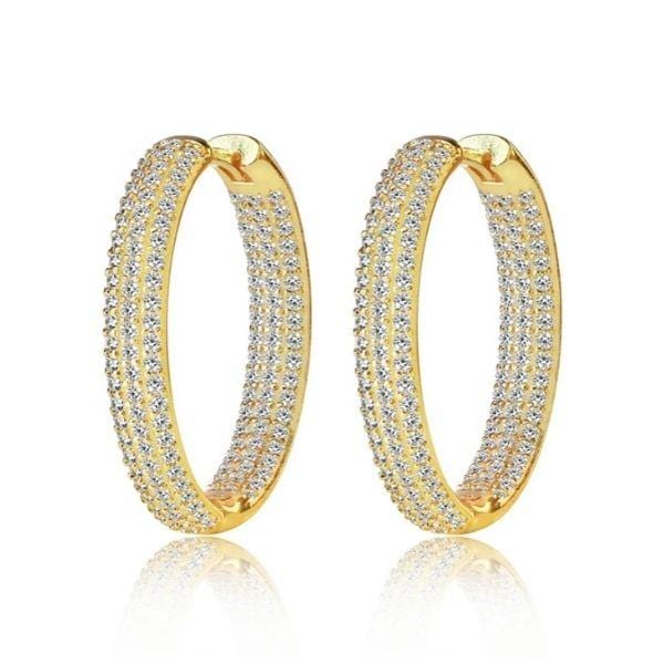 Brilliant CZ Gold Hoop Earrings - Ella Moore