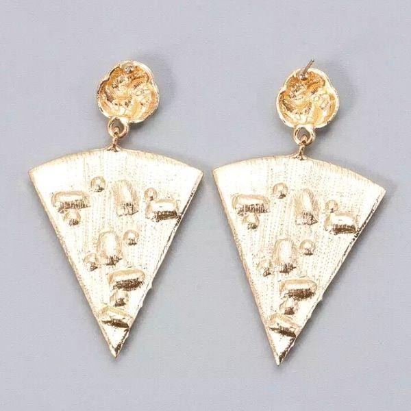 Delicious Gold Rhinestone Dangle Pizza Earrings - Ella Moore