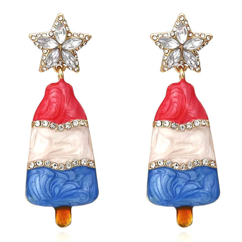 Delicious Red White Blue Popsicle Star Earrings - Ella Moore