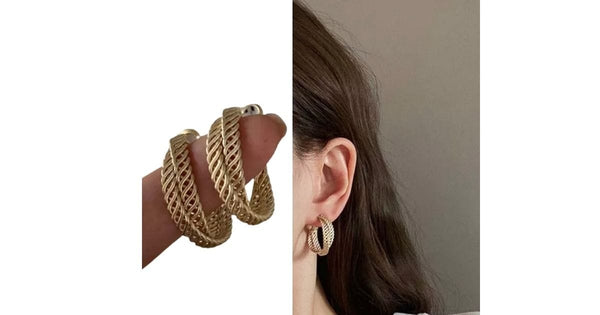 Graceful Double Braded Women Gold Hoop Earrings - Ella Moore