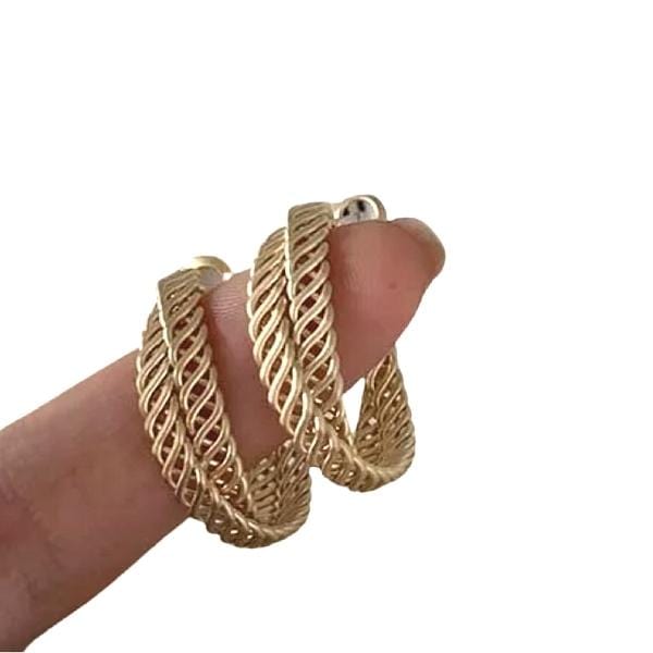Graceful Double Braded Women Gold Hoop Earrings - Ella Moore