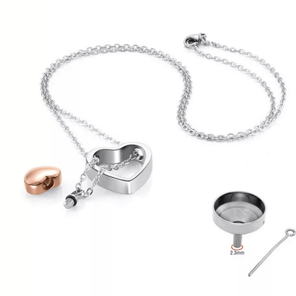 Double Heart Small Urn for Ashes Necklace - Ella Moore