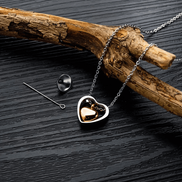 Double Heart Small Urn for Ashes Necklace - Ella Moore