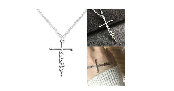 Uplifting Words Stainless Steel Cross Necklace