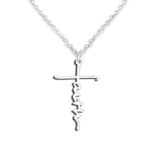 Faith Uplifting Words Stainless Steel Cross Necklace - Ella Moore