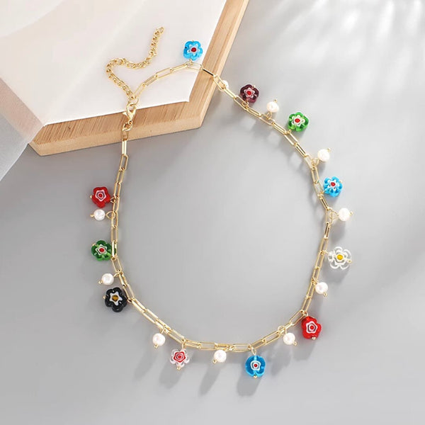 Sophisticated Flower Bead and Pearl Freshwater Necklace - Ella Moore