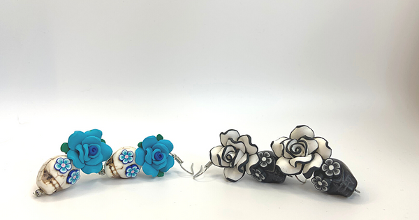 Handmade Flower Skull Earrings - Ella Moore