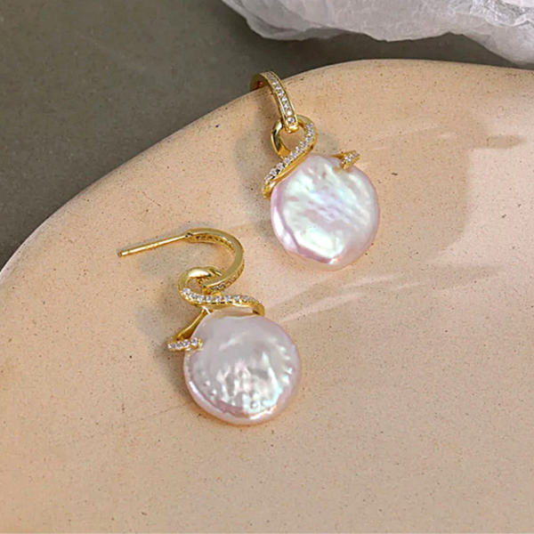 Stunning CZ Freshwater Pearl Sterling Silver Dangle Earrings - Ella Moore