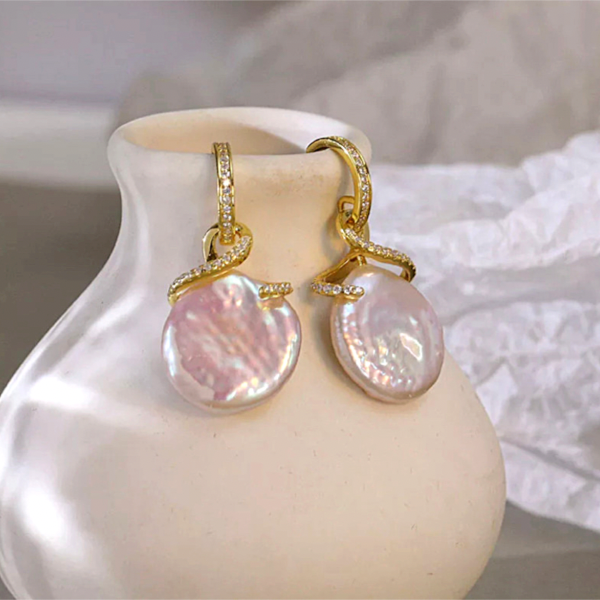 Stunning CZ Freshwater Pearl Sterling Silver Dangle Earrings - Ella Moore