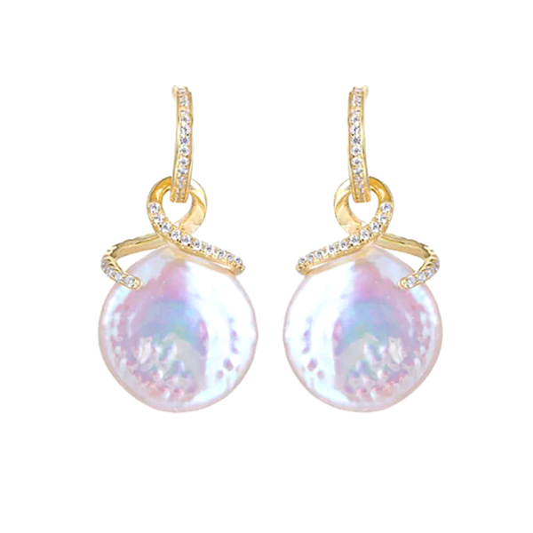 Stunning CZ Freshwater Pearl Sterling Silver Dangle Earrings - Ella Moore
