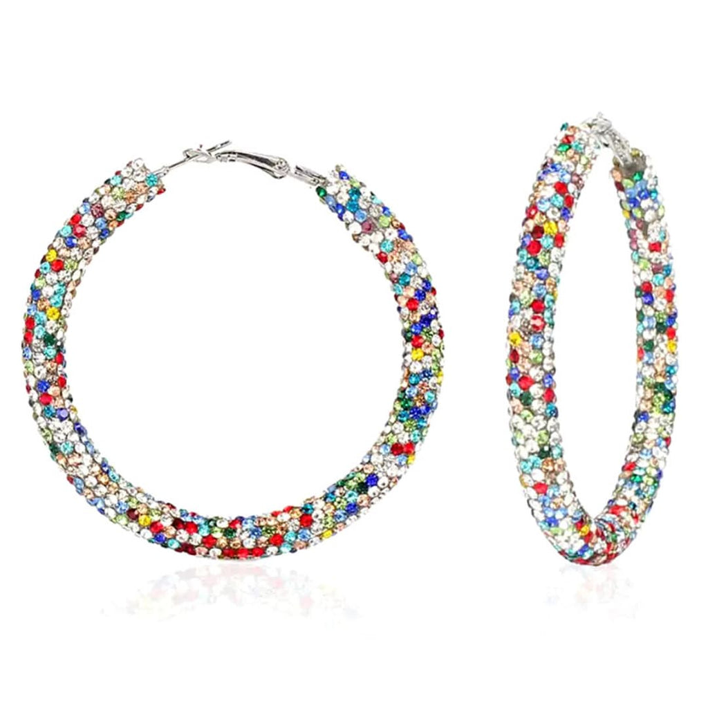 Extra large on sale rhinestone hoop earrings