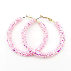 Glittering Large Pink Sequin Hoop Earrings - Ella Moore
