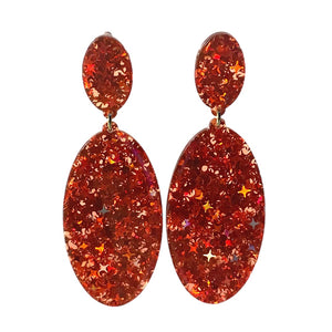 Glitzy Eye-Catching Red OVAL Acrylic Earrings - Ella Moore