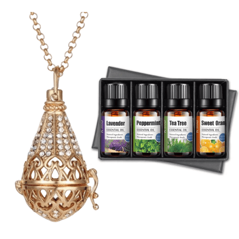 Sophisticated Aromatherapy Crystal Locket Essential Oils Diffuser Necklace set - Ella Moore