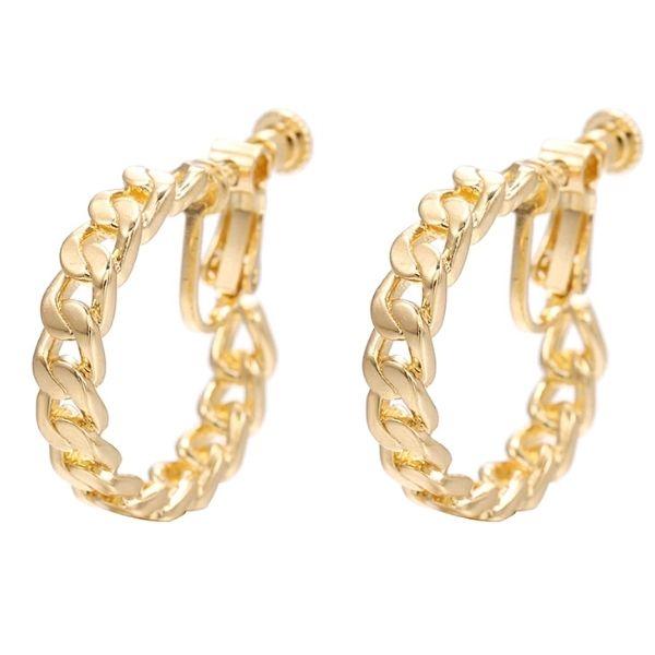 Sophisticated Gold Chain Hoop Clip On Earring - Ella Moore
