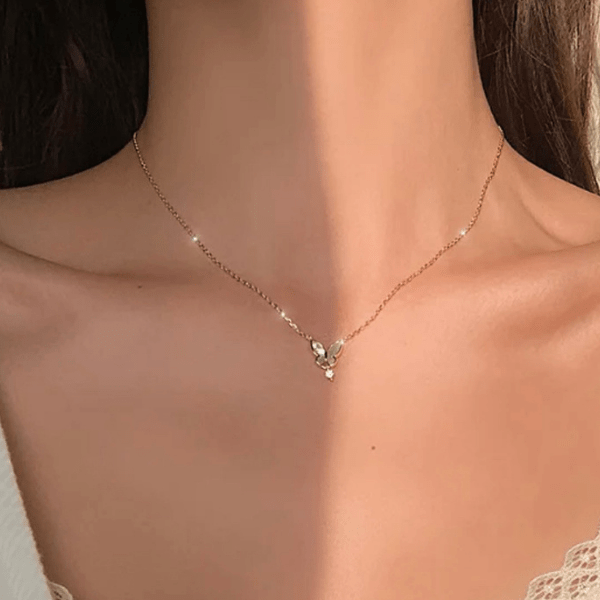 Gold CZ drop Sterling Silver Butterfly Necklace - Ella Moore
