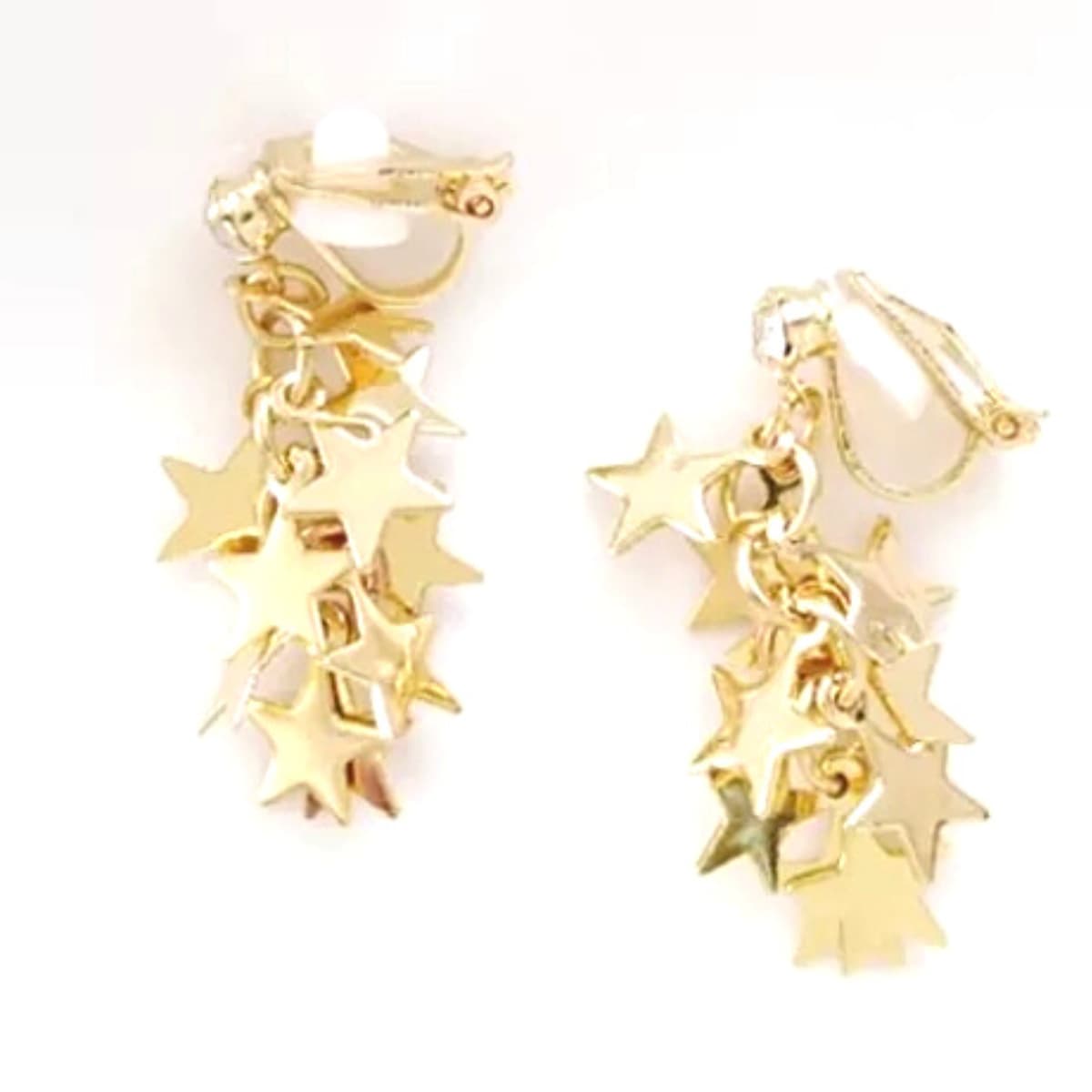 Gold CZ Star Dangling Clip On Earrings - Ella Moore