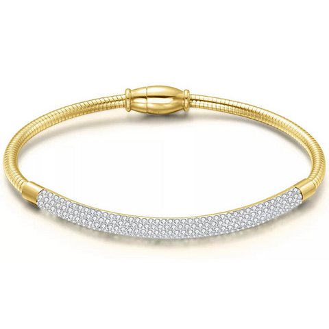 Gold Bejeweled Rhinestone Snake Chain Magnetic Bracelet - Ella Moore