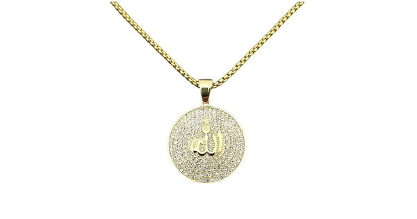 Shimmering CZ Women Gold Allah Necklace