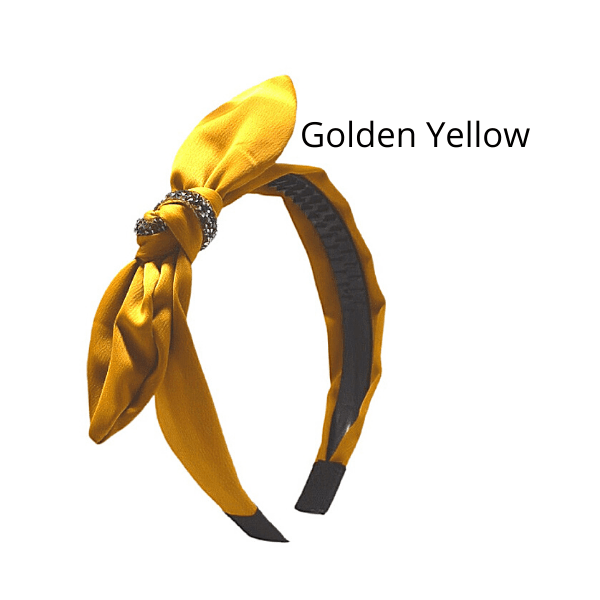 Golden Yellow Sparkling Center Knotted Bow Headband - Ella Moore