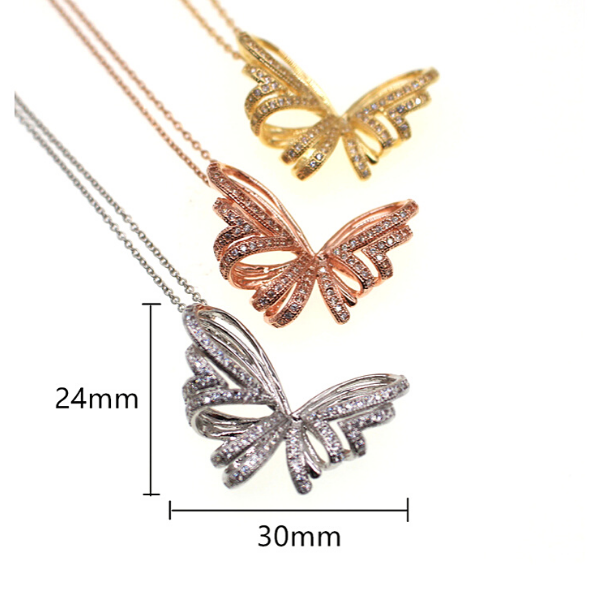 Gracefully Sparkling CZ Cubic Butterfly Necklace - Ella Moore