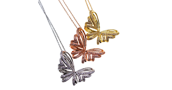 Gracefully Sparkling CZ Cubic Butterfly Necklace - Ella Moore
